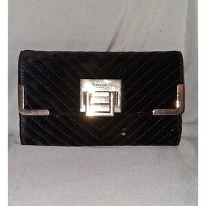 Dune London‎ Black Velvet Quilted Clutch Evening Bag Wallet